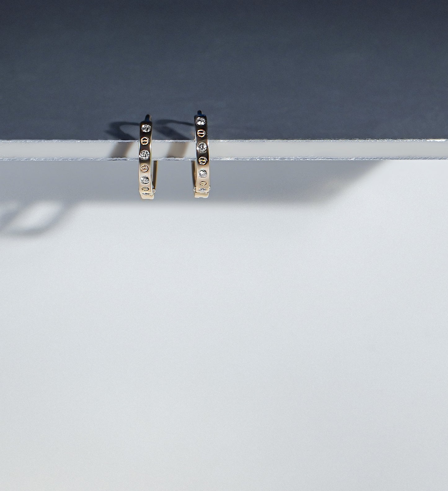 Сережки кільця з червоного золота з діамантами