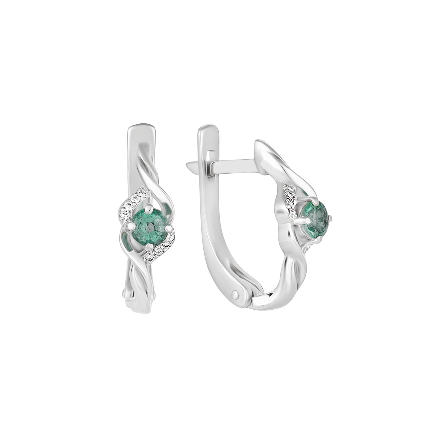 Сережки з діамантами та смарагдами С728